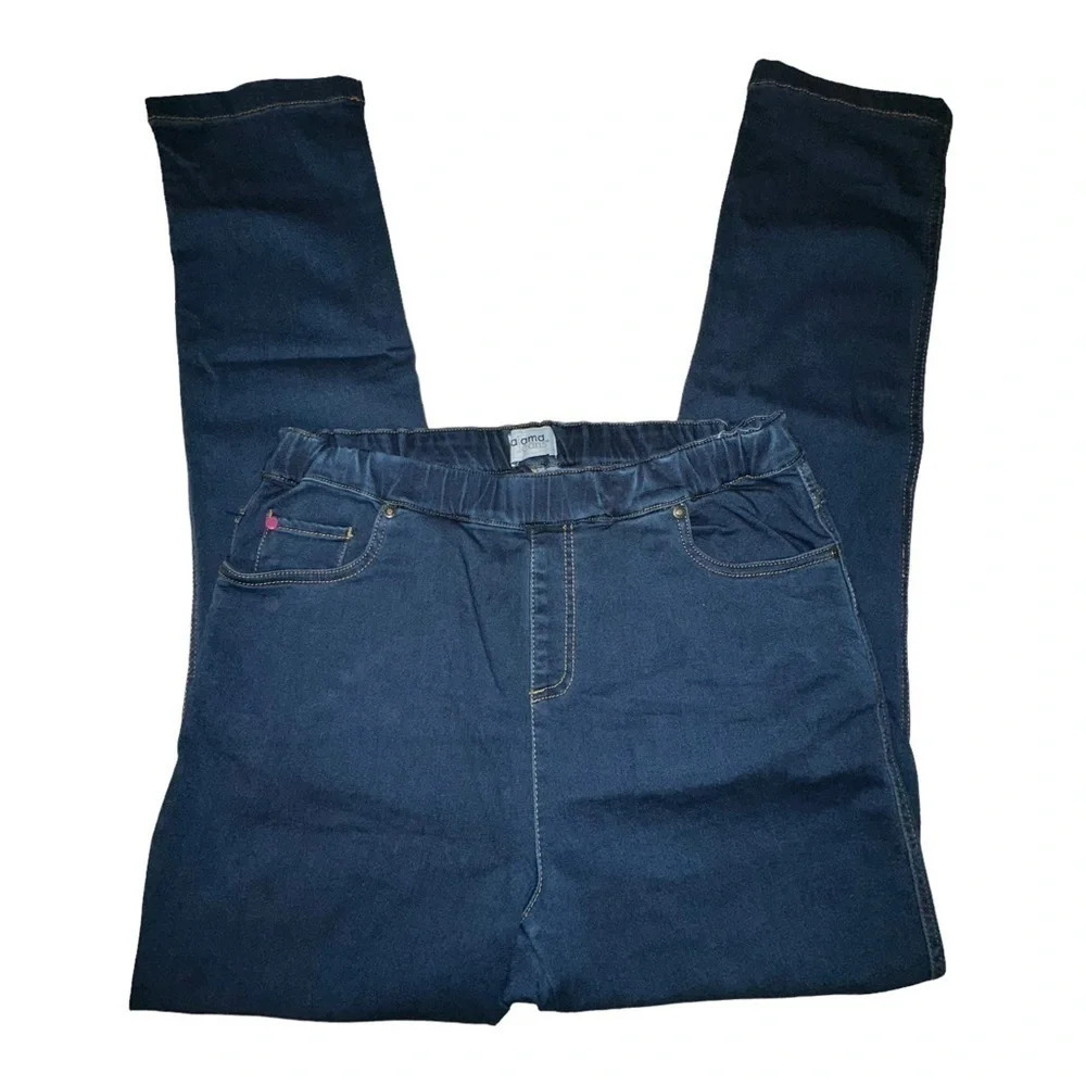 Pajama Jeans M cozy comfy blue pull on jeans stretch‎